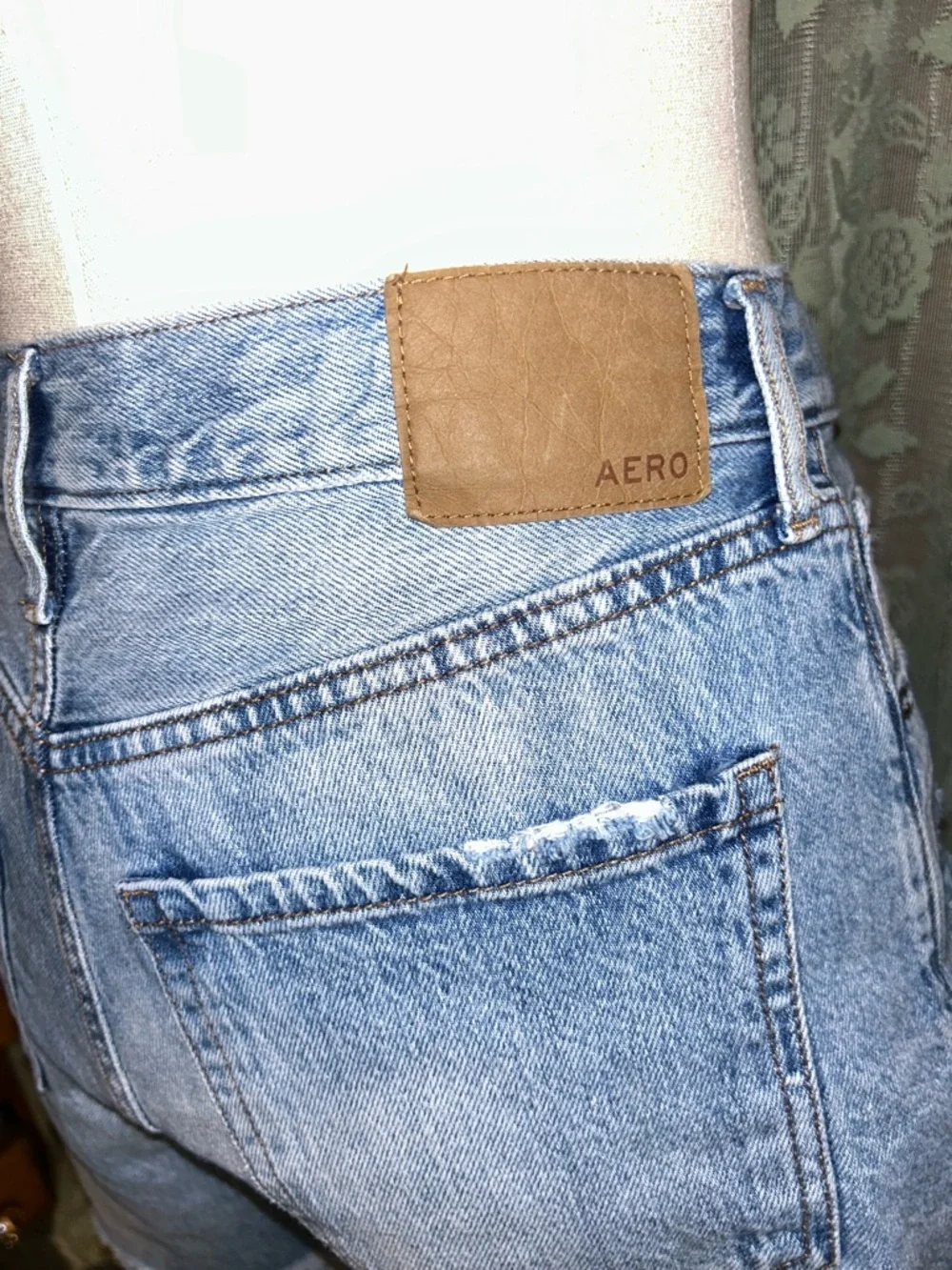 Aeropostale Light Blue Distressed Denim Casual High-Rise 90s Baggy Shorts